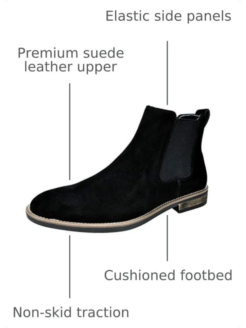 Men's Black Lightweight Classic Chelsea Ankle Crease-Resistant Soft Upper Boots